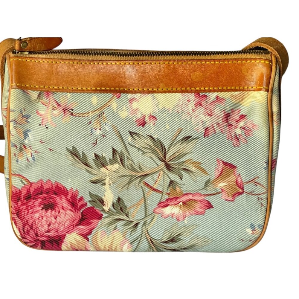 Ralph Lauren Floral Crossbody Vintage  Bag With Leather Trim & Adjustable Strap - Picture 4 of 16